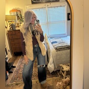 Patrizia Luca Cream Rabbit Fur Vest